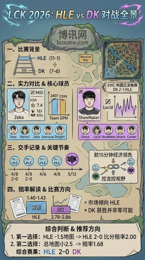 LCK第1名对阵第5名:HLE vs DK赛事预测,3分钟带你看懂即时赔率与盘口