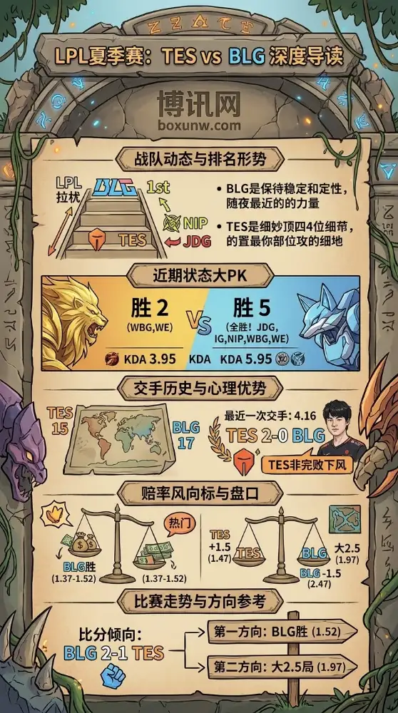 LPL组内赛大结局前奏：TES硬碰第1名BLG，胜负赔率差距并不悬殊