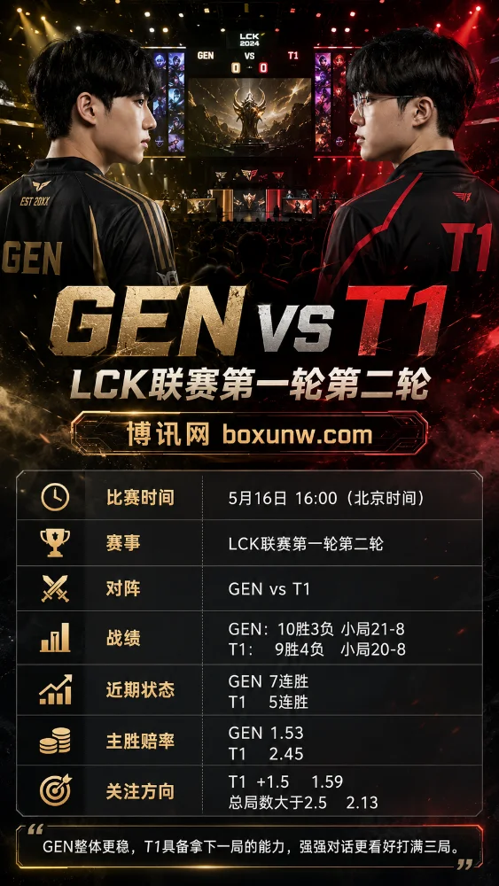 GEN vs T1 | LCK 2026第一轮第二轮 | 赔率前瞻分析预测