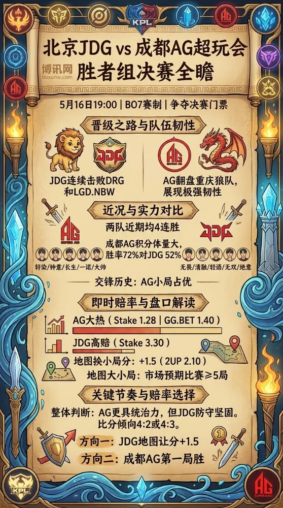 王者荣耀挑战者杯胜者组决赛巅峰对决：成都AG与JDG争夺第1张总决赛门票