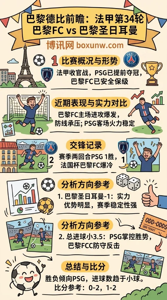 法国杯曾1-0爆冷!法甲收官战巴黎FC再战PSG,3项核心数据揭秘德比悬念