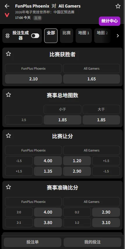 FPX vs AG - EWC中国区预选赛 - 赔率信息必威(Betway)