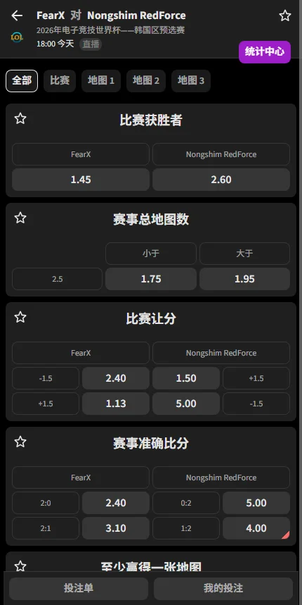 BFX vs NS - EWC韩国区预选 - 赔率盘口信息必威(Betway)提供