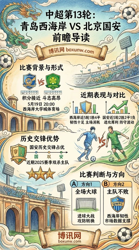 5月19日中超第13轮青岛西海岸VS北京国安赛前数据和形势分析