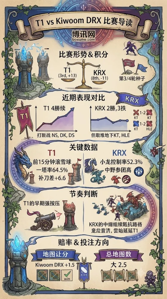 T1冲击5连胜稳固上半区！BO3迎战DRX，是2-0横扫还是2-1鏖战？大数据揭秘！