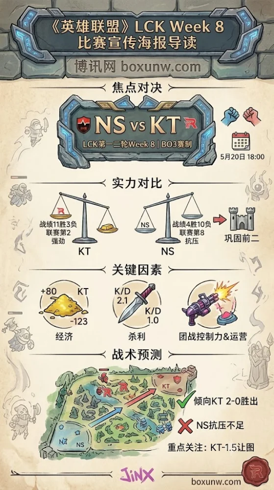 LCK极度悬殊之战KT打NS,领先多达7个胜场!KT前二保卫战遇上NS生死局