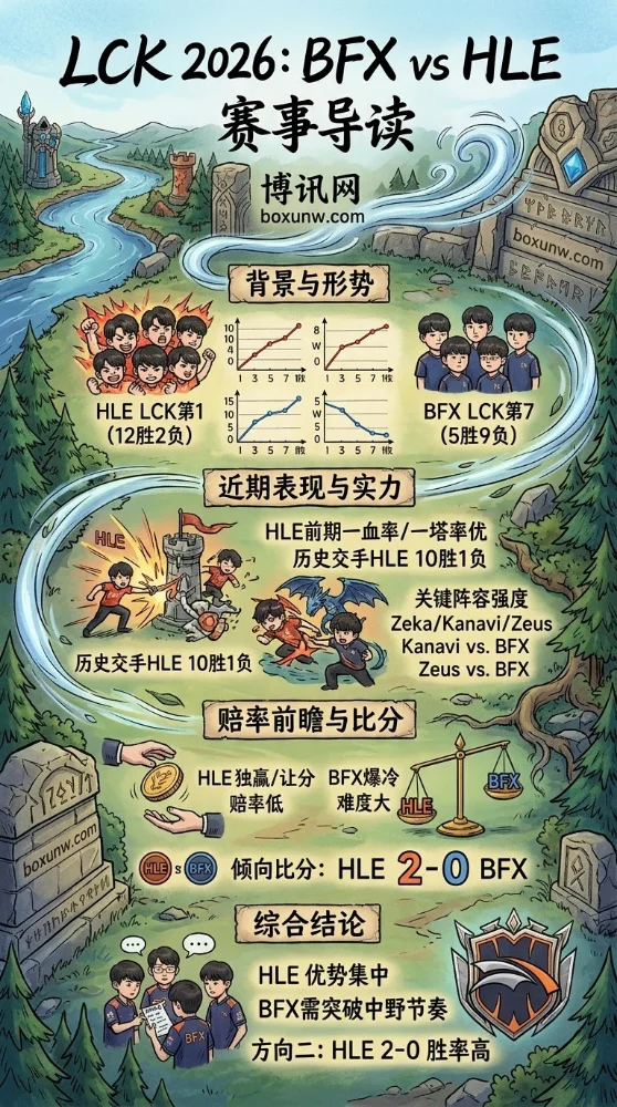 胜率39% vs 75%!BFX挑战LCK榜首HLE,HLE打出2-0比分的概率较高
