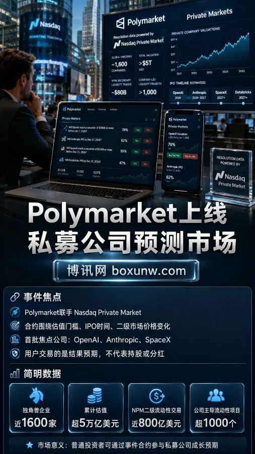 撬动 5万亿 私募市场!Polymarket获纳斯达克独家数据,揭秘AI独角兽估值新玩法