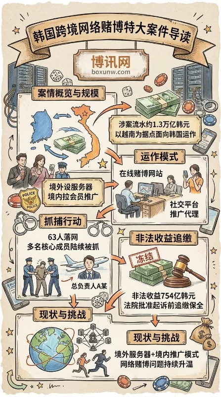 冻结追缴超3.4亿元!韩国跨境网络赌博,总负责人等63人被抓细节曝光