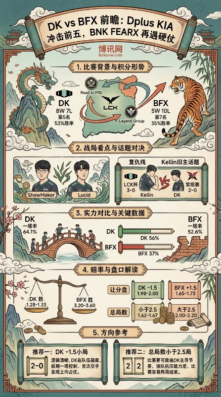 DK vs BFX前瞻：Dplus KIA冲击前五，BNK FEARX再遇硬仗