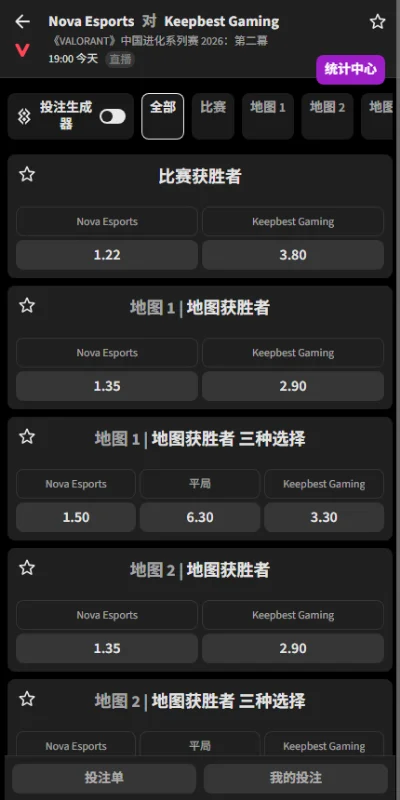 NOVA vs KBG - 无畏契约进化者杯赔率信息必威(Betway)提供