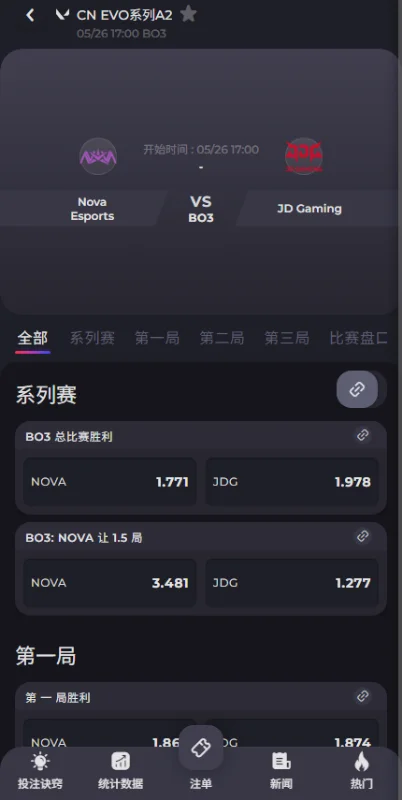 JDG vs NOVA - 无畏契约进化者杯赔率信息必威(Betway)提供