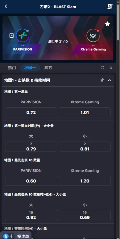 PARIVISION vs XG - DOTA2 - BLAST Slam S7赔率盘口信息由必威(Betway)提供