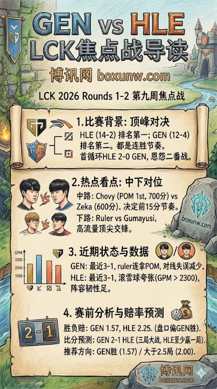曾遭0-2零封!GEN复仇战对决HLE,对线失误减少,赛前3大核心看