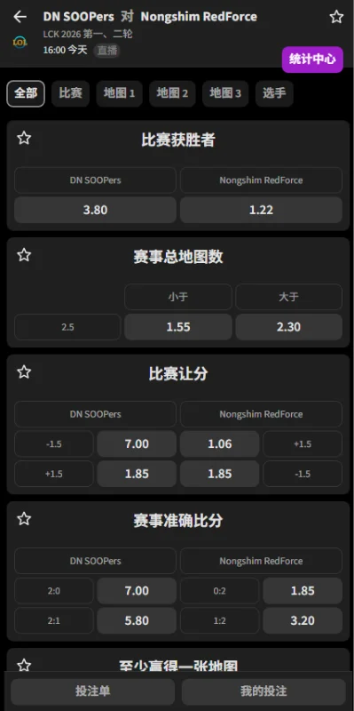 DNS vs NS - 2026英雄联盟LCK赔率盘口信息必威(Betway)提供