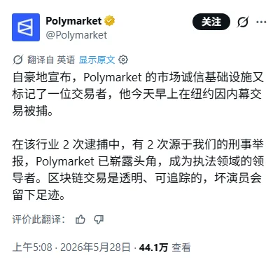 Polymarket在X平台称标记了内幕交易者
