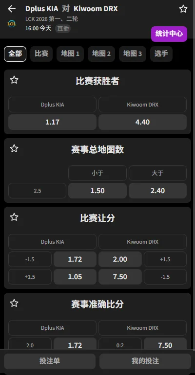 DK vs KRX - 2026英雄联盟LCK - 赔率盘口信息必威(Betway)提供