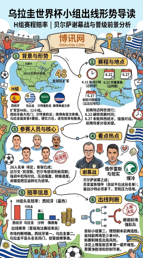 拒绝爆冷！乌拉圭2026世界杯3场赛程出炉：早上6点首战沙特，拿4分是出线底线
