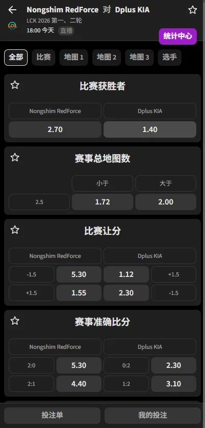 NS vs DK- 2026英雄联盟LCK - 赔率盘口信息必威(Betway)提供