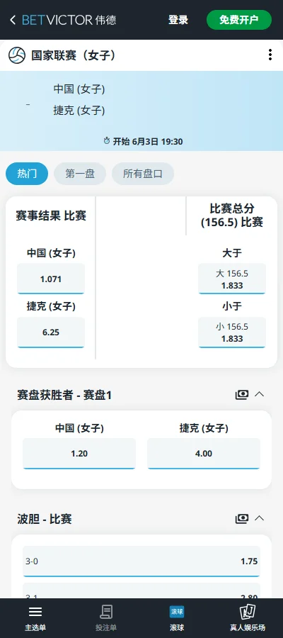 王曦雨 vs 斯塔罗杜布采娃 - 2026法网女单 - 赔率盘口信息伟德(BetVictor)提供