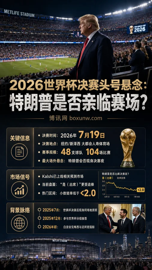 2026世界杯决赛最大悬念！特朗普现身概率飙升，预测市场赔率跌破2.0？