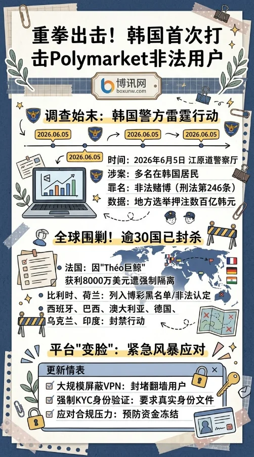 1000万韩元重罚警告！韩国首次对Polymarket用户追究刑责，30国拉黑平台