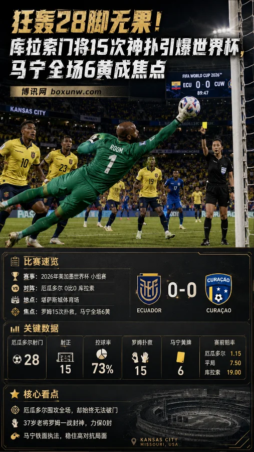 狂轰28脚无果！库拉索门将15次神扑引爆世界杯，马宁全场6黄成焦点