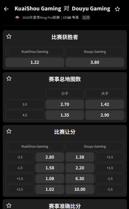 KSG vs 深圳DYG- 2026王者荣耀KPL夏季赛赔率盘口信息必威(Betway)提供