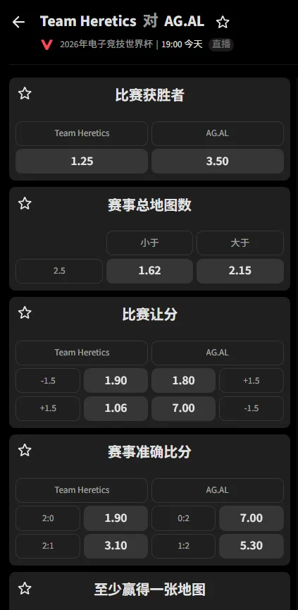 AG vs TH - 无畏契约EWC赔率信息必威(Betway)提供