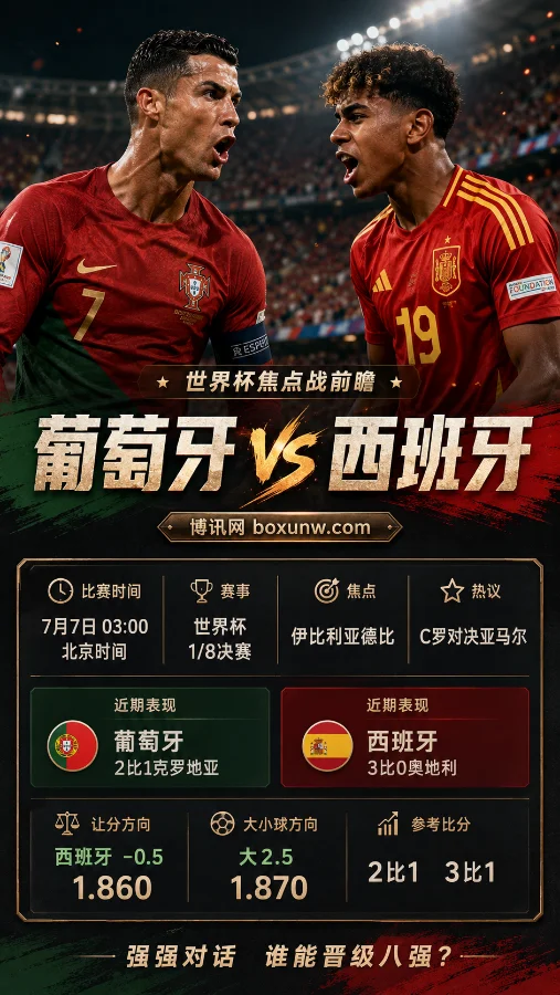 第3次世界杯相遇！葡萄牙vs西班牙宿命对决，机构开出1.86赔率藏着什么玄机？