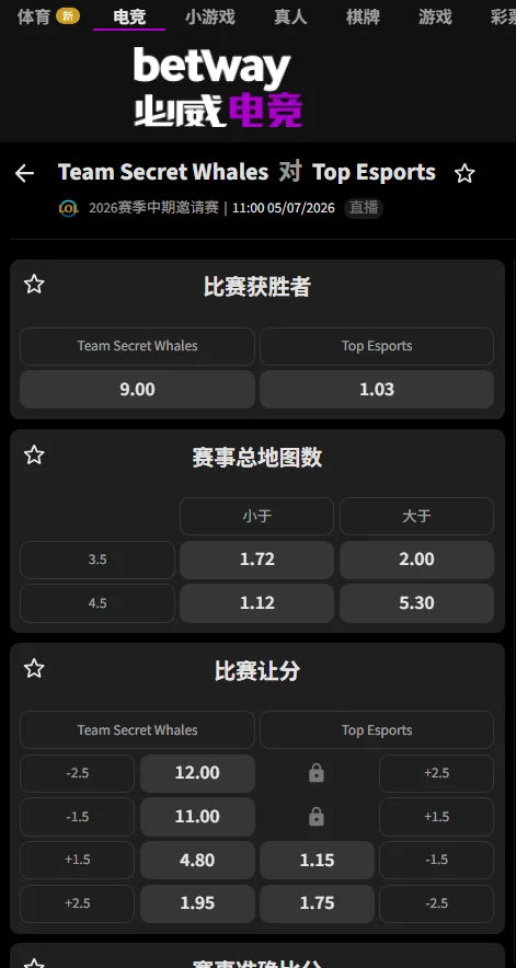 TES vs TSW - 2026英雄联盟MSI季中冠军赛赔率盘口信息必威(Betway)提供