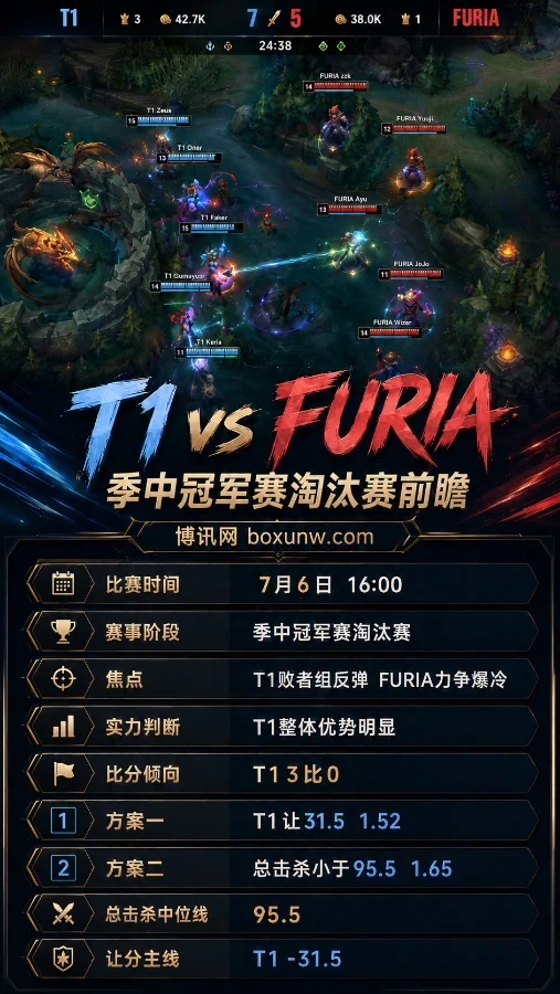 T1对决FURIA,季中冠军赛淘汰赛 | 前瞻与投注方案