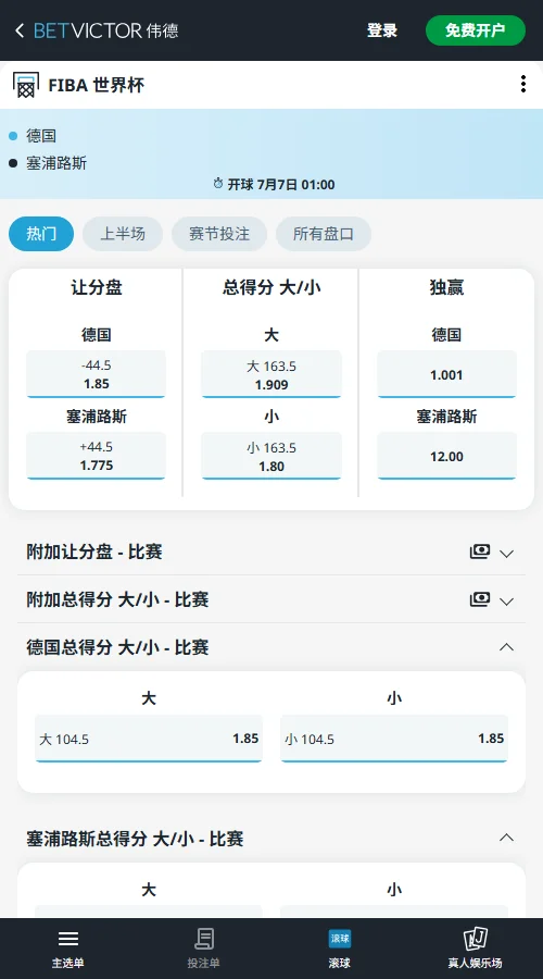 德国vs塞浦路斯-男篮世预赛博彩赔率和盘口信息-伟德(betvictor)提供