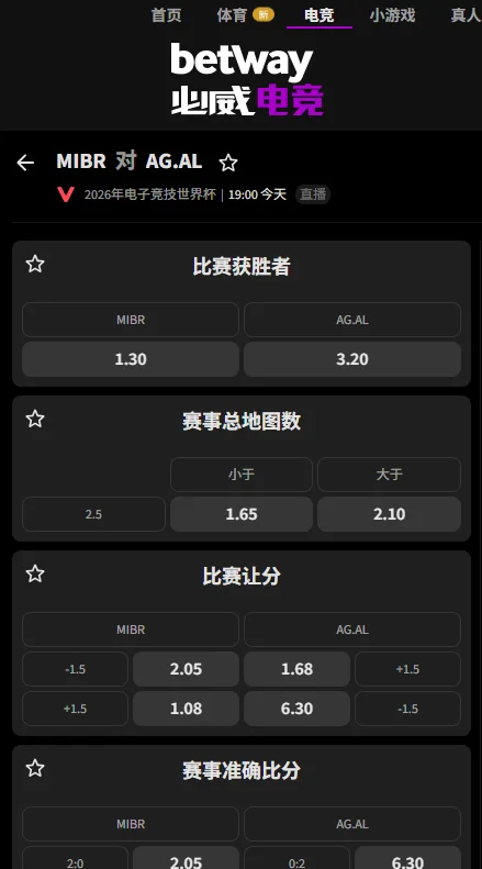 MIBR vs AG - 无畏契约EWC赔率信息必威(Betway)提供