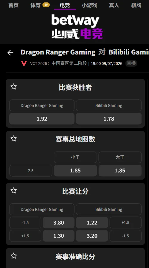 DRG vs BLG - 无畏契约EWC赔率信息必威(Betway)提供