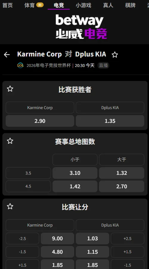 KC vs DK - 英雄联盟EWC赔率盘口(必威Betway)