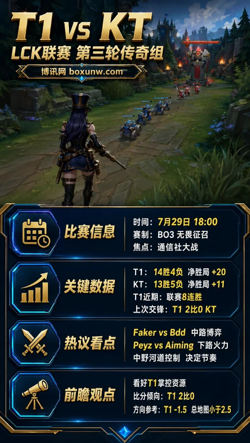 T1 vs KT | LCK第三轮传奇组 | T1让分-1.5 | 通信社大战前瞻预测