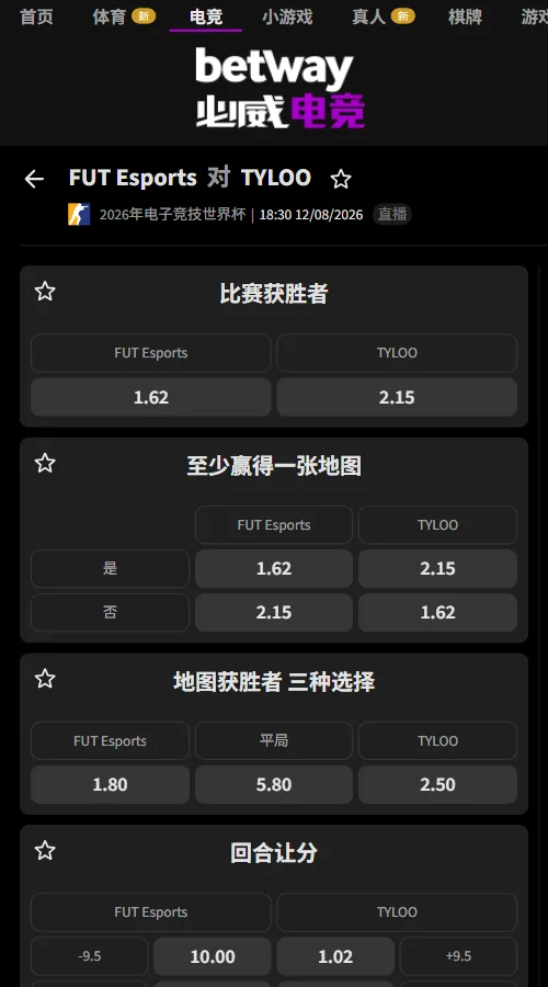 FUT vs TYLOO - EWC CS2电竞世俱杯赔率必威(Betway)提供