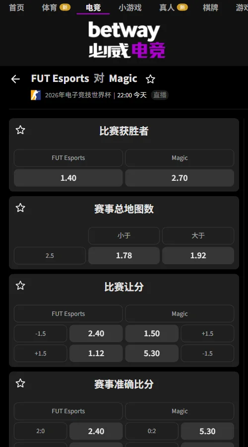FUT vs magic - EWC CS2电竞世俱杯赔率必威(Betway)提供