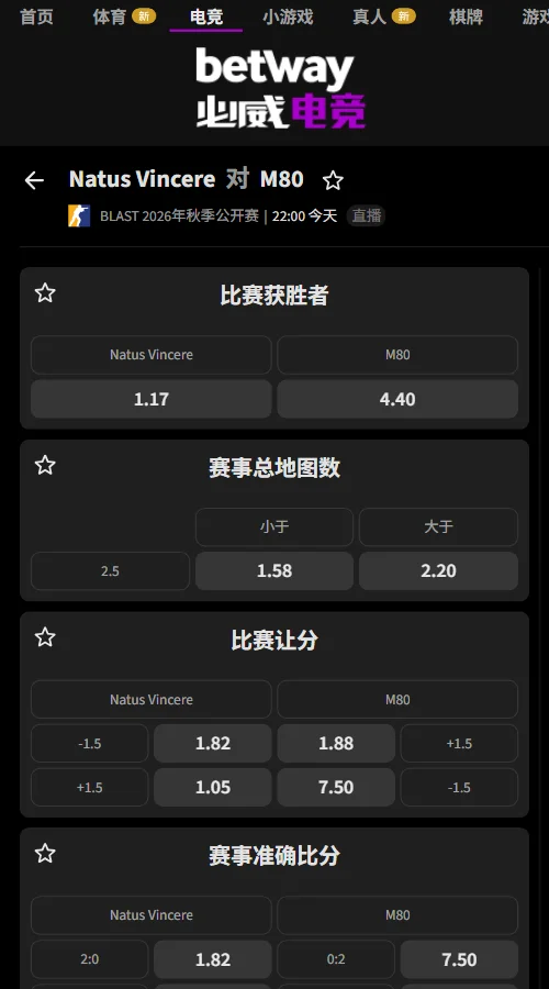 M80 vs NAVI - BLAST公开赛波尔图赔率必威(Betway)提供