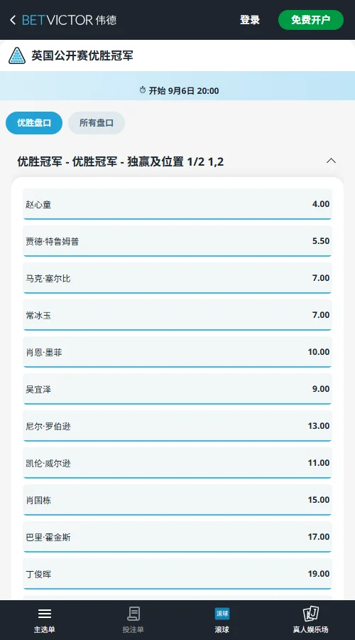 斯诺克英国公开赛赔率-伟德(betvictor)提供